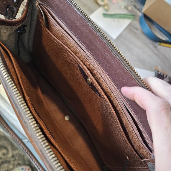 VTG Dooney & Bourke SATCHEL All Weather Leather Pebble creme BONE Broke Zipper - Picture 11 of 15